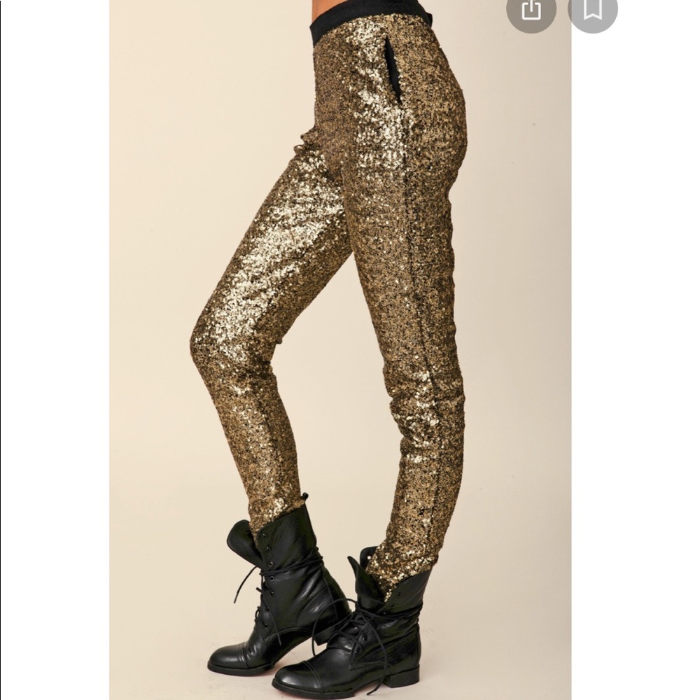 NWT StyleStalker Gold Finger Sequin Pants